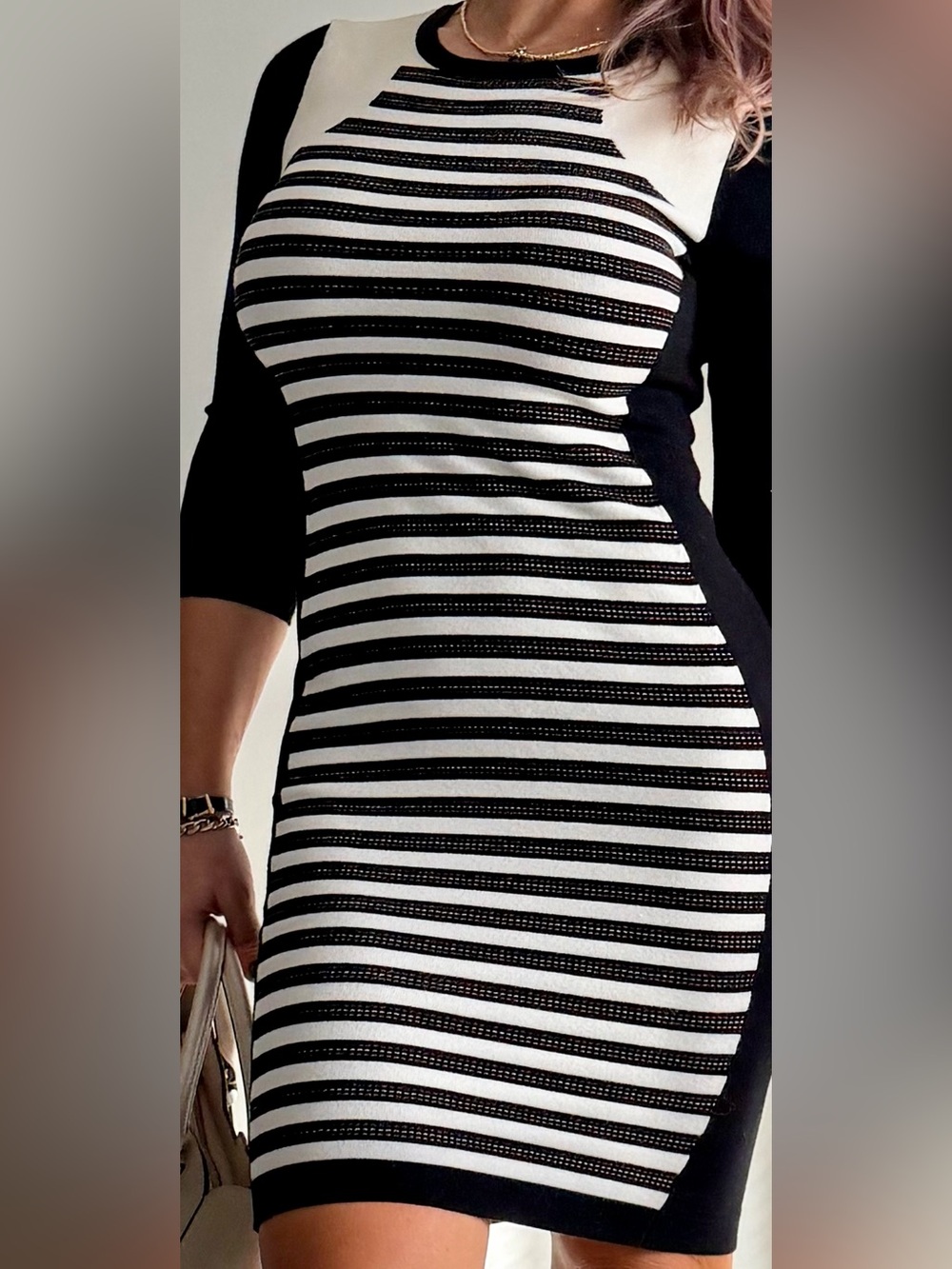 Karen Millen Black and White Striped Dress
